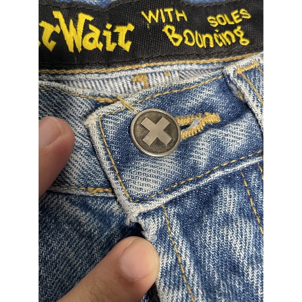 Vtg 90s Dr Martens AirWair Men 29 Super Baggy Butterfly Button Denim Jean Shorts - Picture 2 of 15